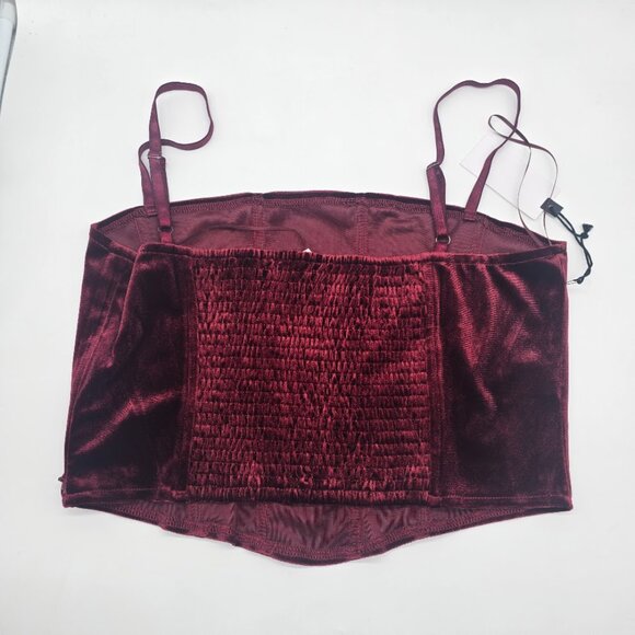 ASTR The Label Velvet Corset Top Large Wine Strap Side Zip - Picture 3 of 10